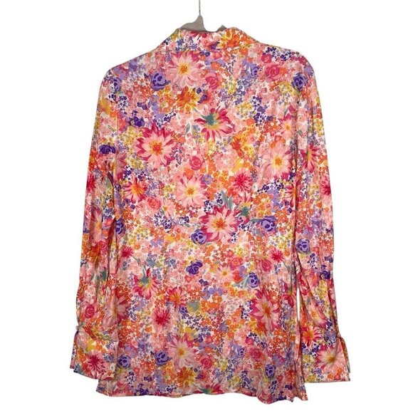 H&M Floral Button Up Collared Shirt Women’s Size‎ Small Colorful Boho Artsy - Picture 2 of 10